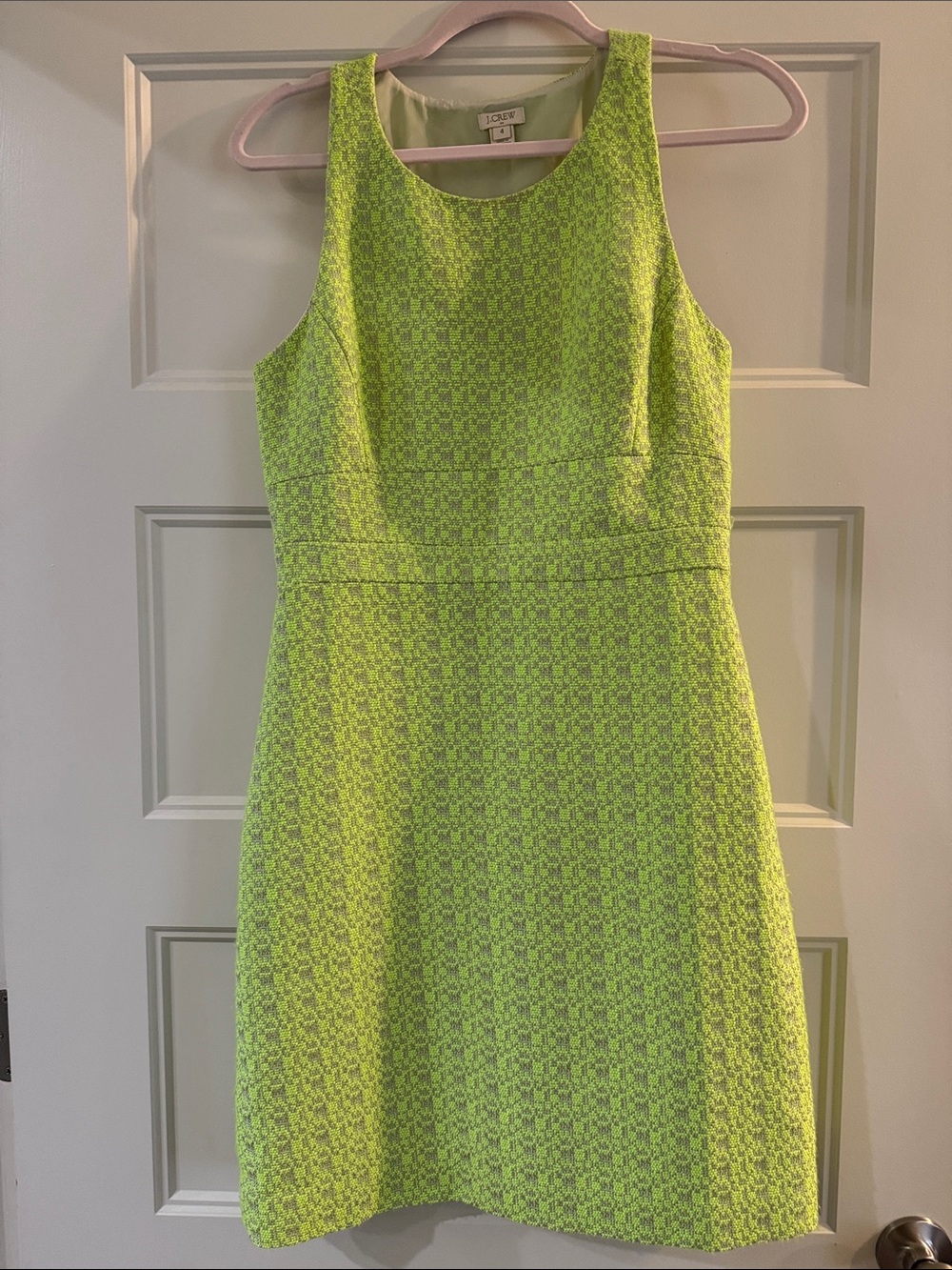 J. Crew Neon Lime Textured Sleeveless A-Line Dress